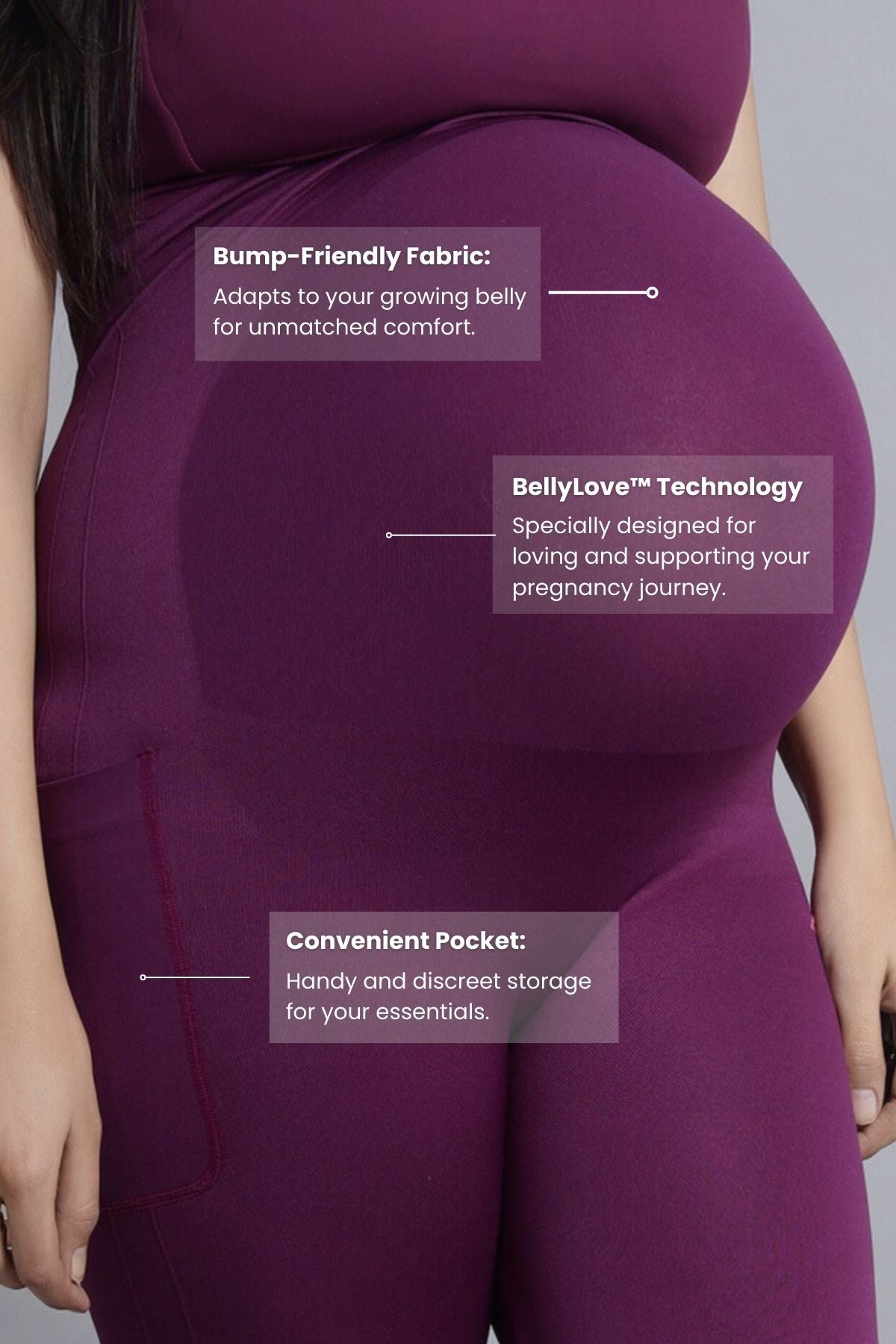 Seamless Adaptable Bump Support Wine Maternity Leggings