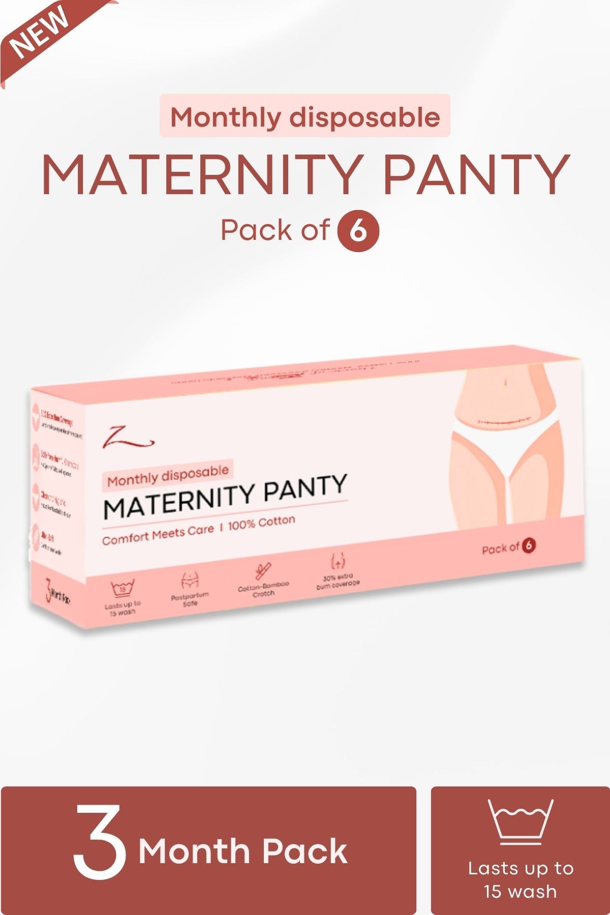 Monthly Disposable White Maternity Panty (Pack of 6)