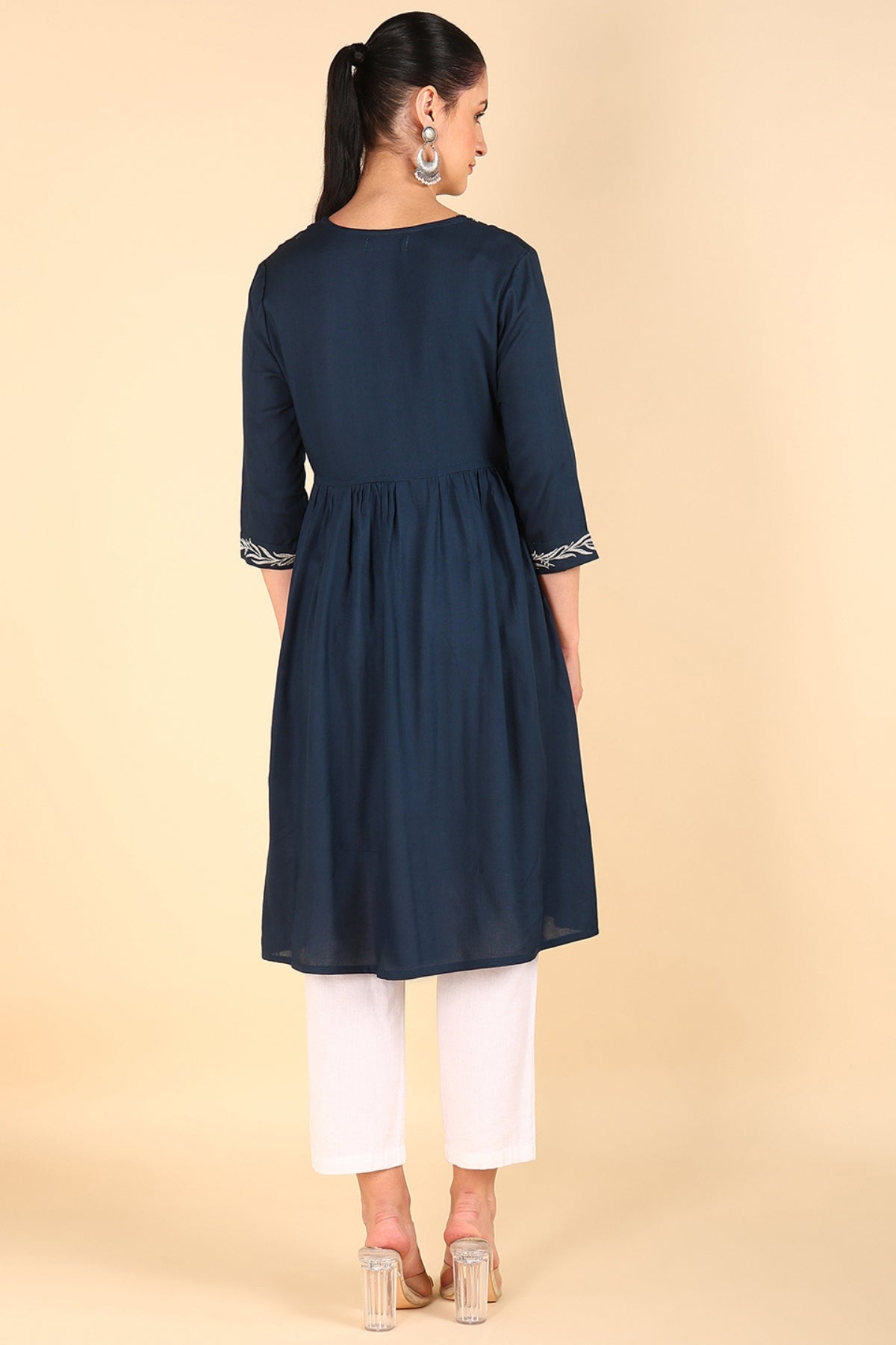 Navy Blue Maternity Feeding Kurti