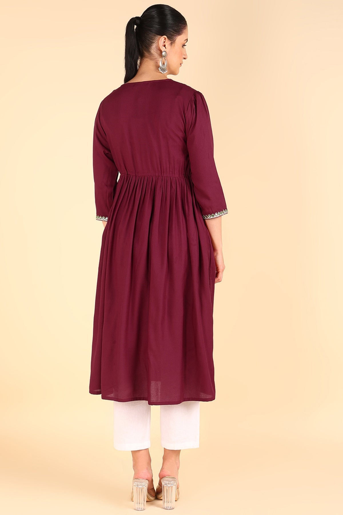 Maroon Maternity Feeding Kurti