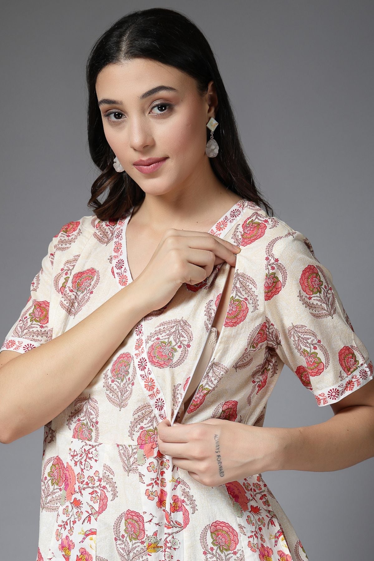 Pure Cotton Printed Maternity Feeding Top