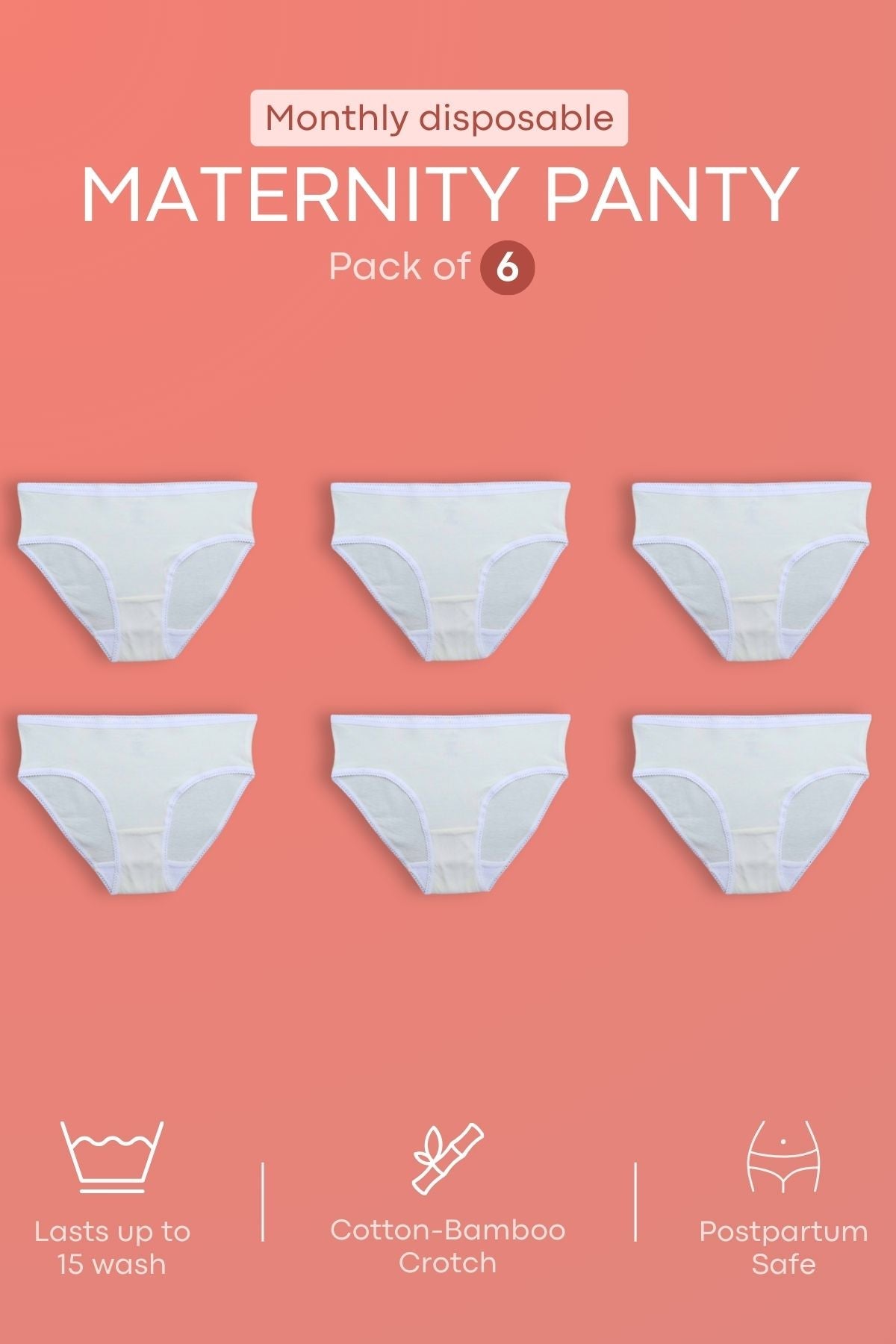 Monthly Disposable White Maternity Panty (Pack of 6)